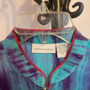 Soft Surroundings, Long shirt w/slits, rhinestone detail on front, PL